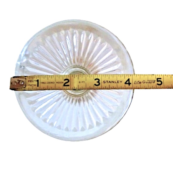 JEANETTE GLASS Vintage Clear Depression Glass Iris & Herringbone 9" Footed Vase - Picture 3 of 8